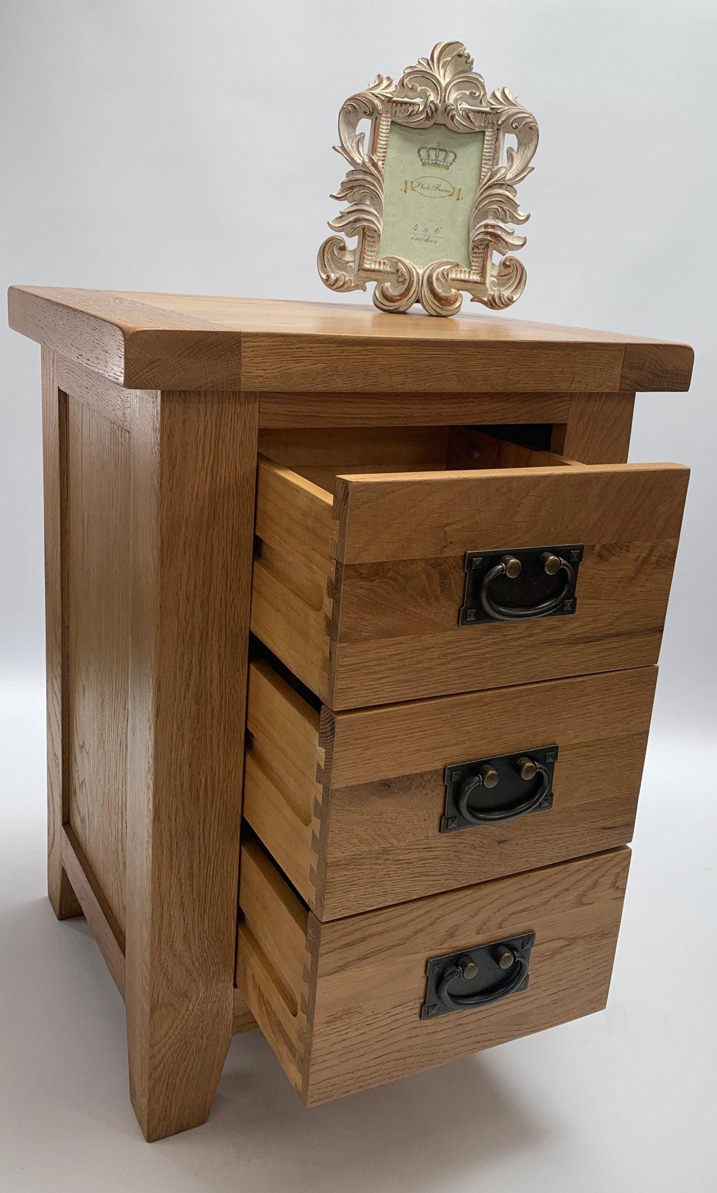 Rustic 3 Drawer Bedside