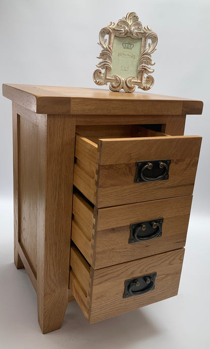 Rustic 3 Drawer Bedside