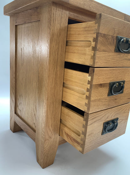 Rustic 3 Drawer Bedside